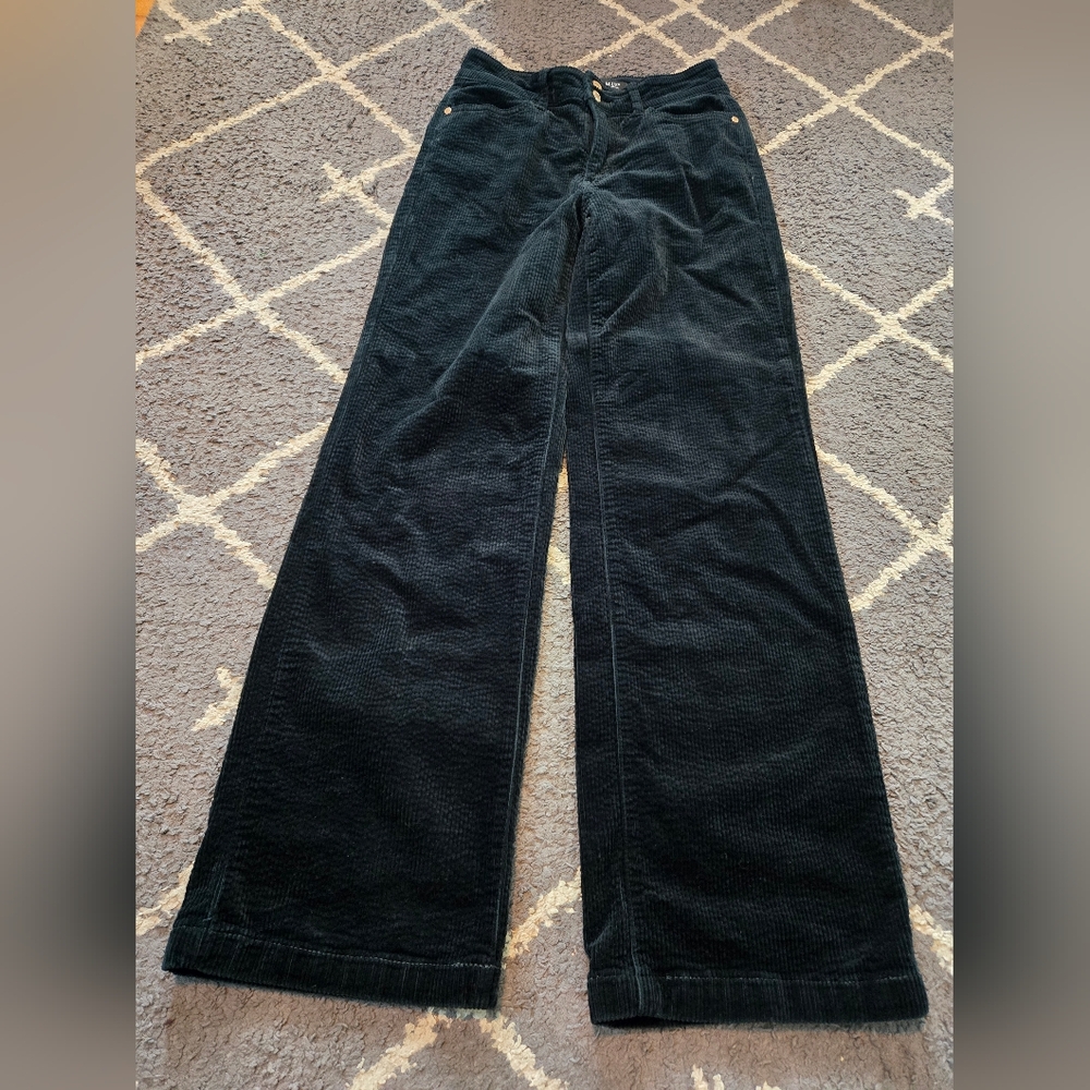 Judy Blue Corduroy Pants Women Sz 5/27 Wide Leg High Rise Emerald Green Stretch - Picture 2 of 12